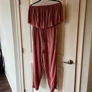 Pink off the shoulder aerie jumpsuit large